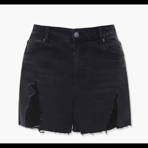 High Waist Black Denim Shorts